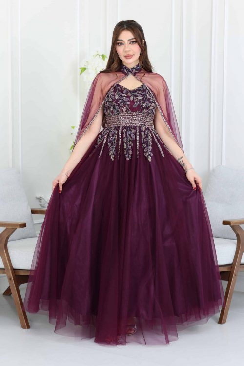 فستان سهرة كاب مطرز