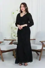 فستان سهرة كم طويل