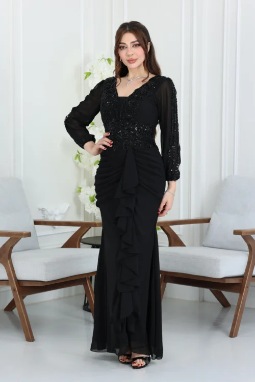 فستان سهرة كم طويل