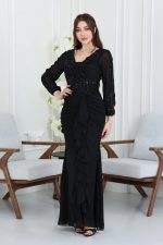 فستان سهرة كم طويل