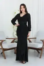 فستان سهرة كم طويل