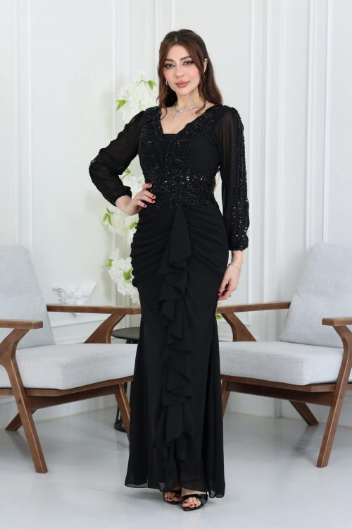 فستان سهرة كم طويل