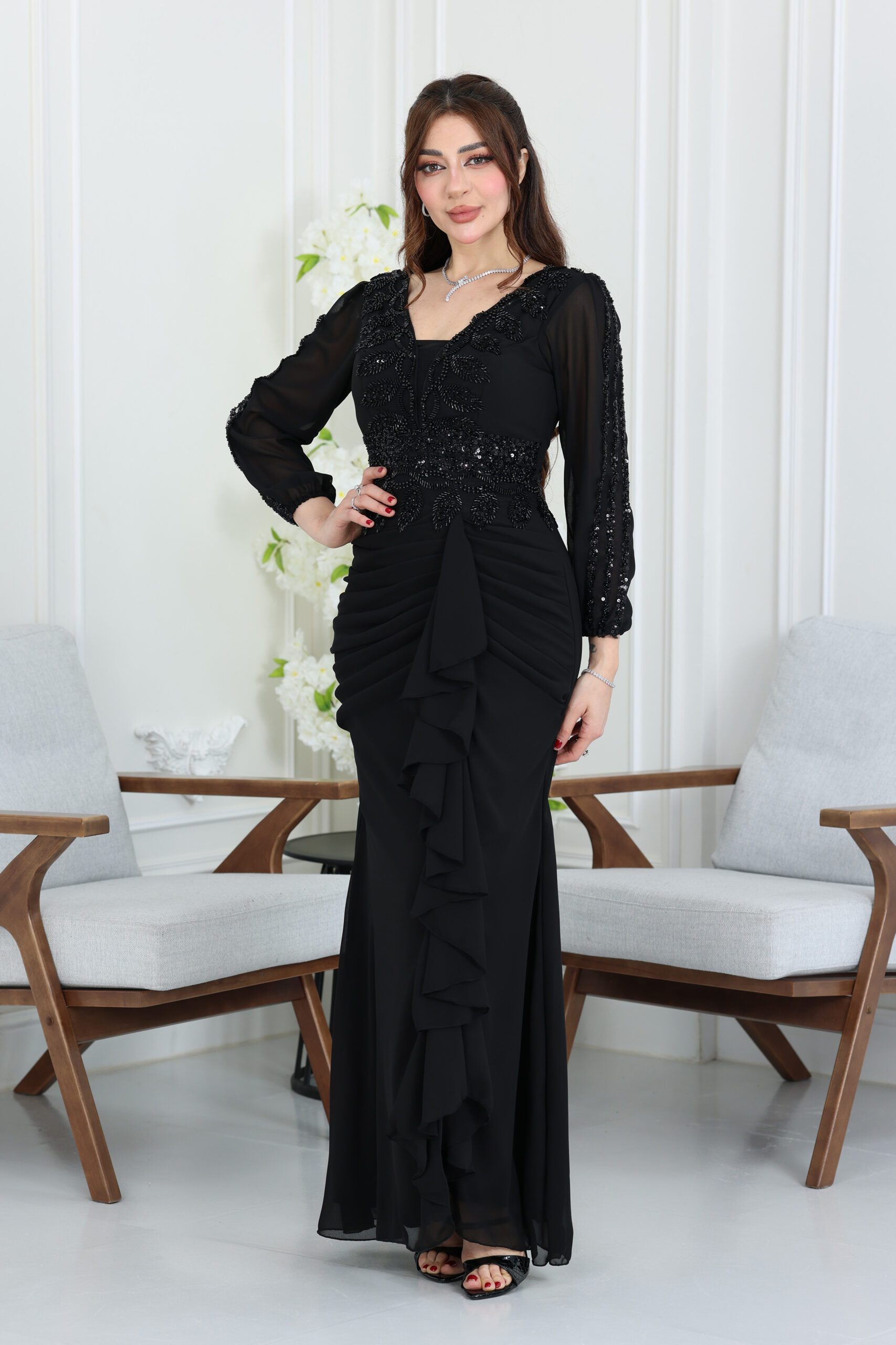 Fustan Sahrat Kam Tawil فستان سهرة كم طويل