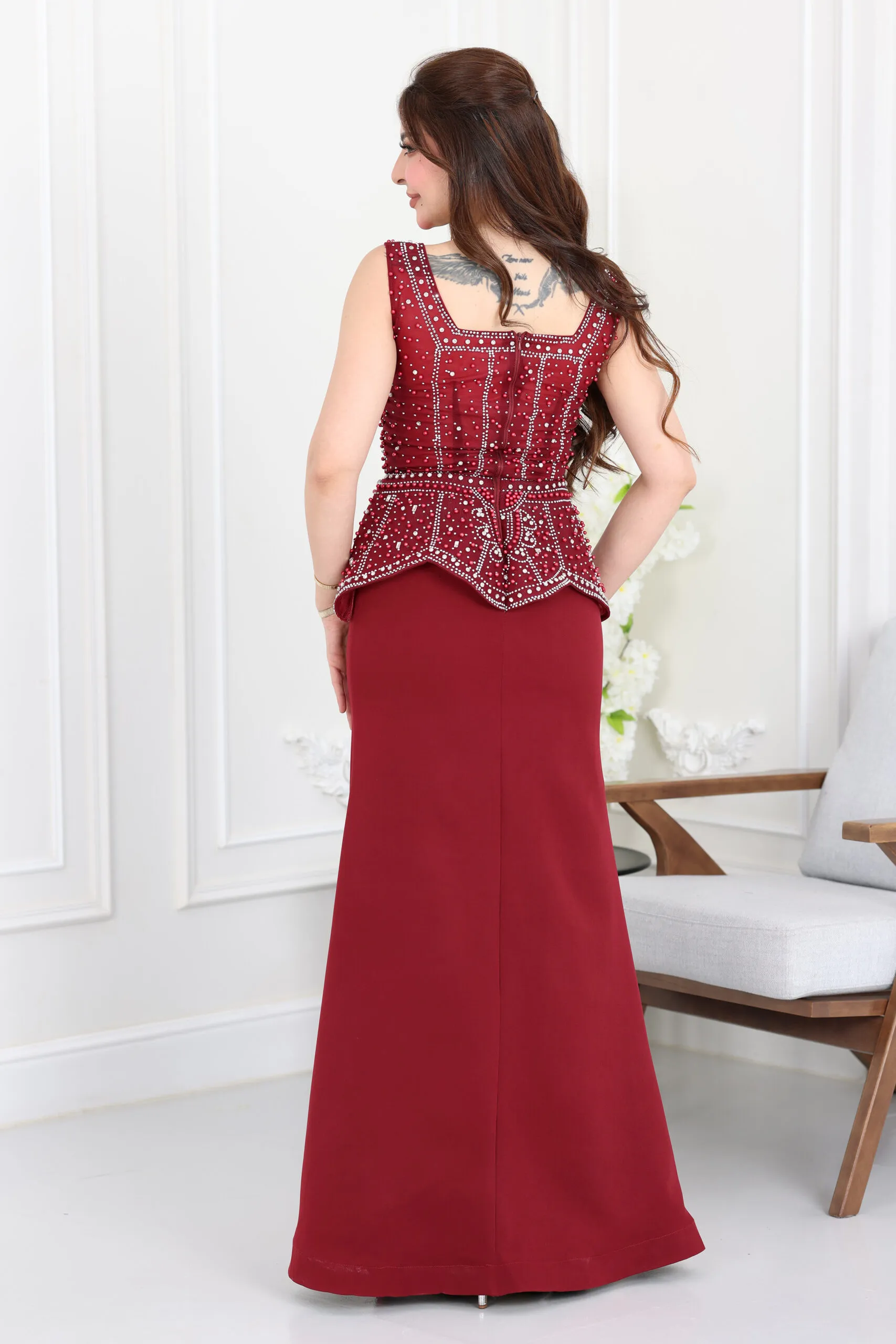 فستان سهرة خرز ملكي