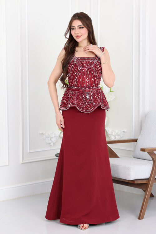 فستان سهرة خرز ملكي