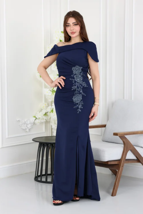 فستان سهرة كريب مطرز