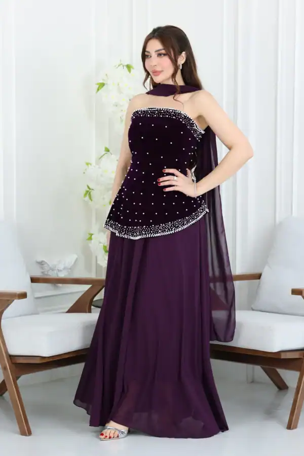 فستان سهرة مخمل انيق