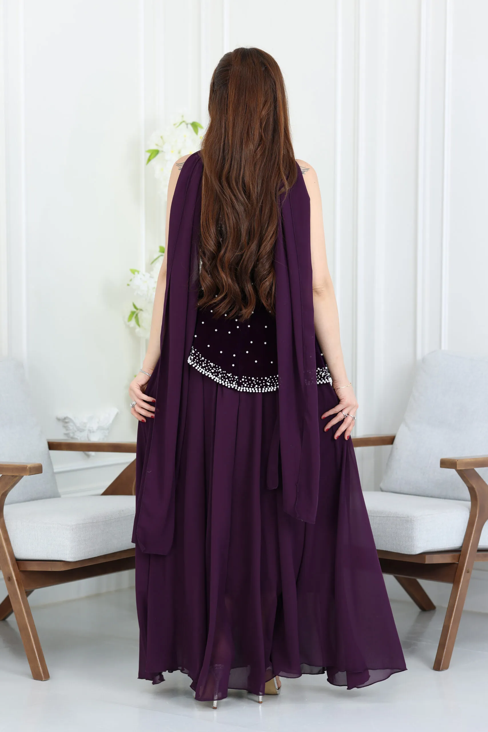 فستان سهرة مخمل انيق