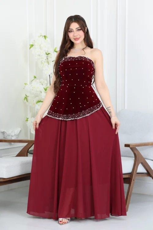 فستان سهرة مخمل انيق