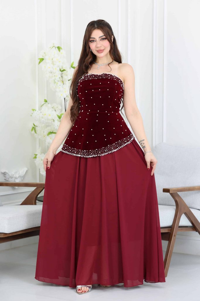 فستان سهرة مخمل انيق