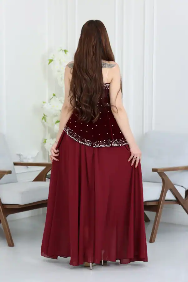 فستان سهرة مخمل انيق