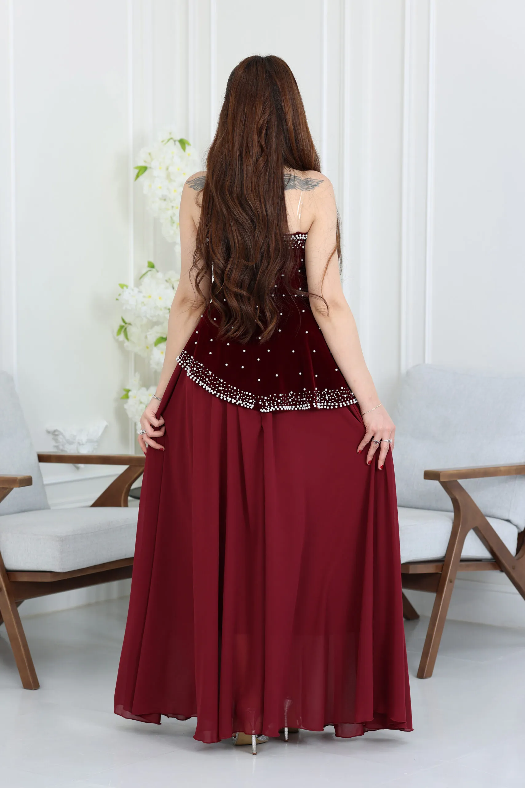 فستان سهرة مخمل انيق