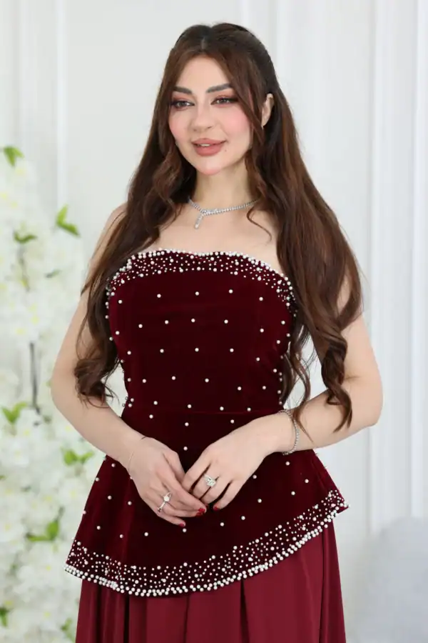 فستان سهرة مخمل انيق