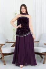 فستان سهرة مخمل انيق