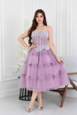 فستان سهرة ميدي طبقات