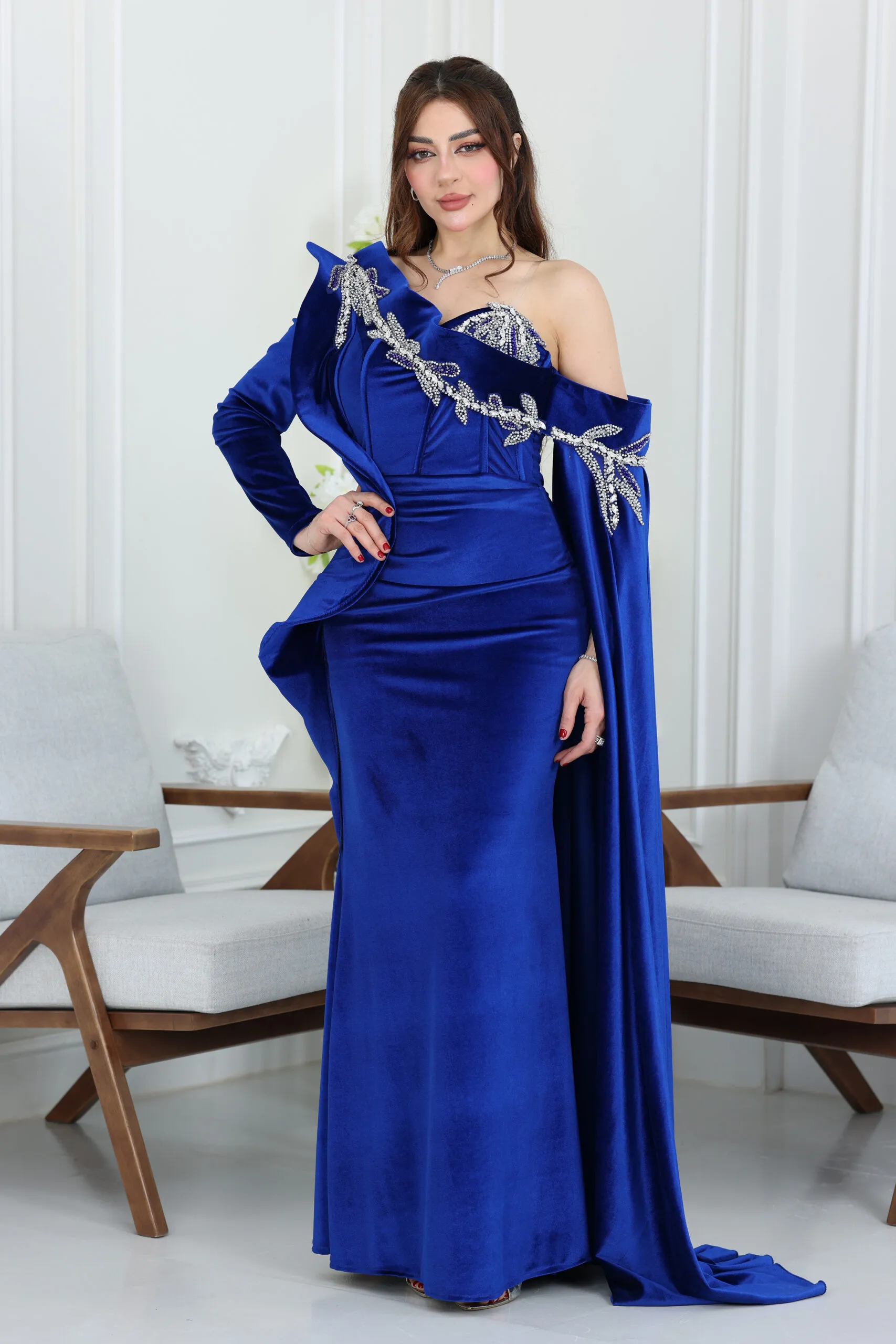 فستان سهرة مخمل فاخر