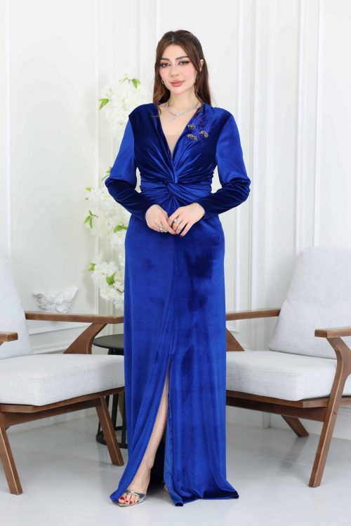 فستان سهرة مخمل شتوي