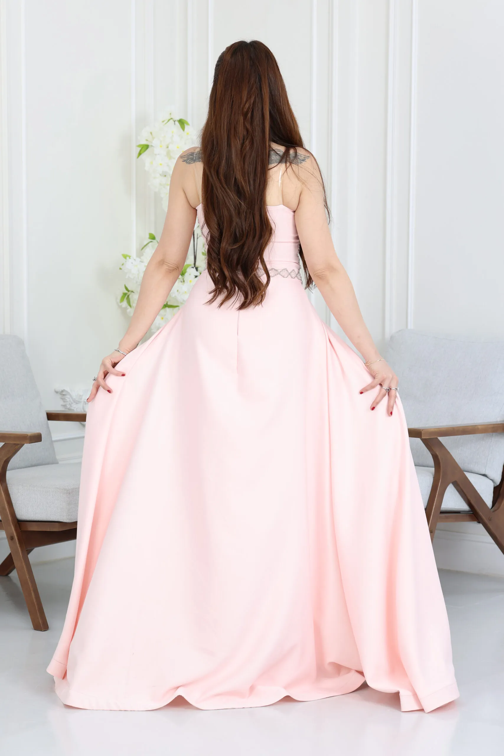 فستان سهرة تب بتطريز