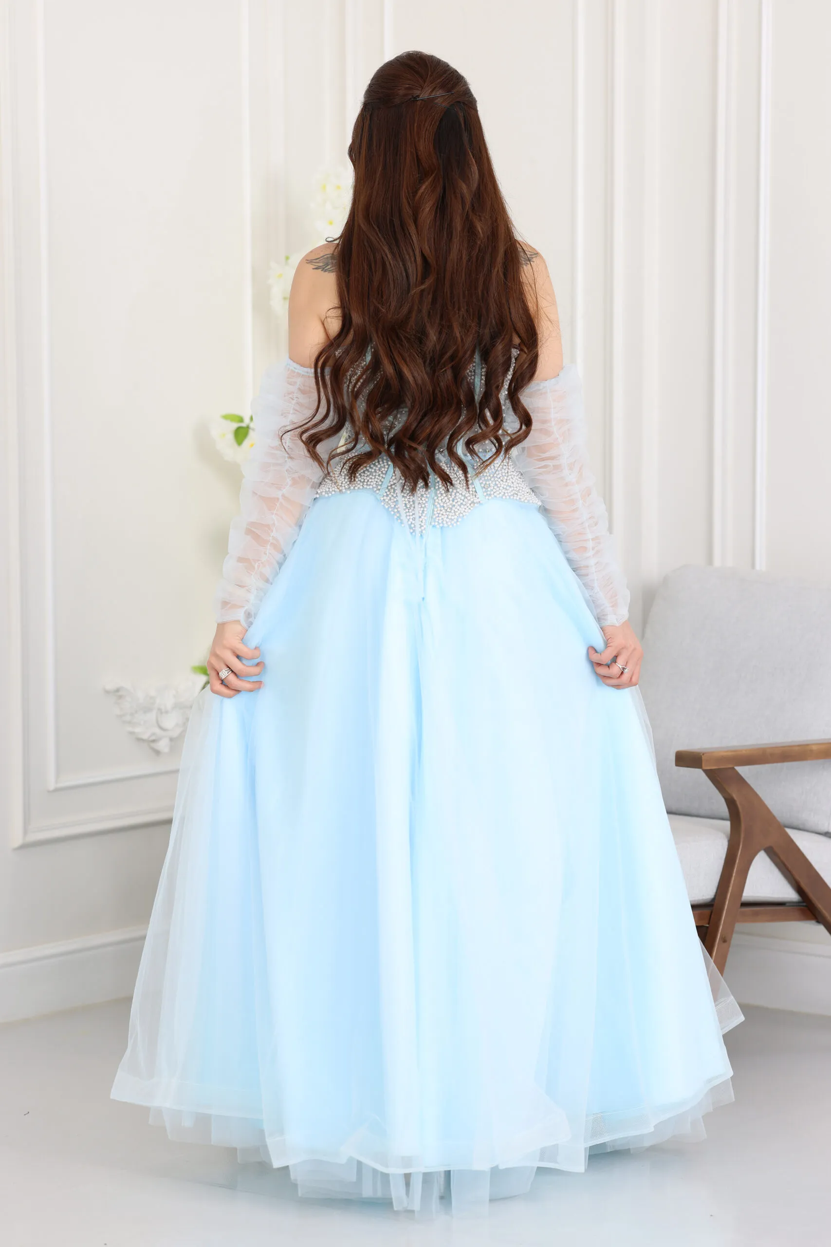 فستان سهرة تل فاخر