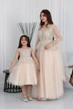 فستان سهرة تطريز لؤلؤ