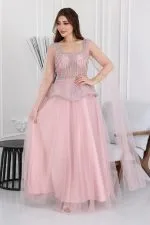 فستان سهرة تطريز لؤلؤ