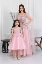 فستان بناتي تطريز لؤلؤ