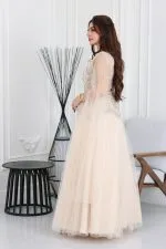 فستان سهرة تطريز لؤلؤ