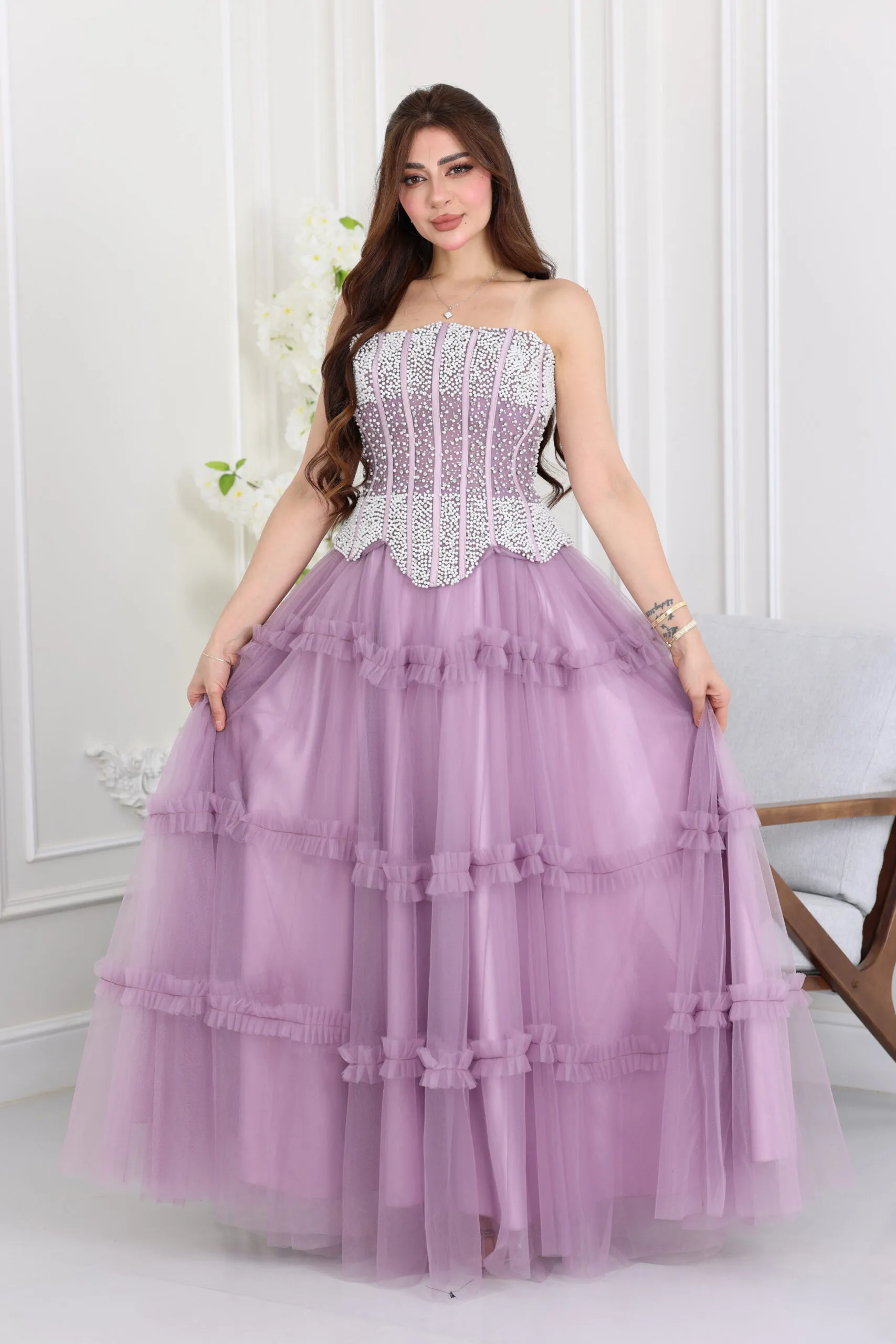 فستان سهرة طبقات تل