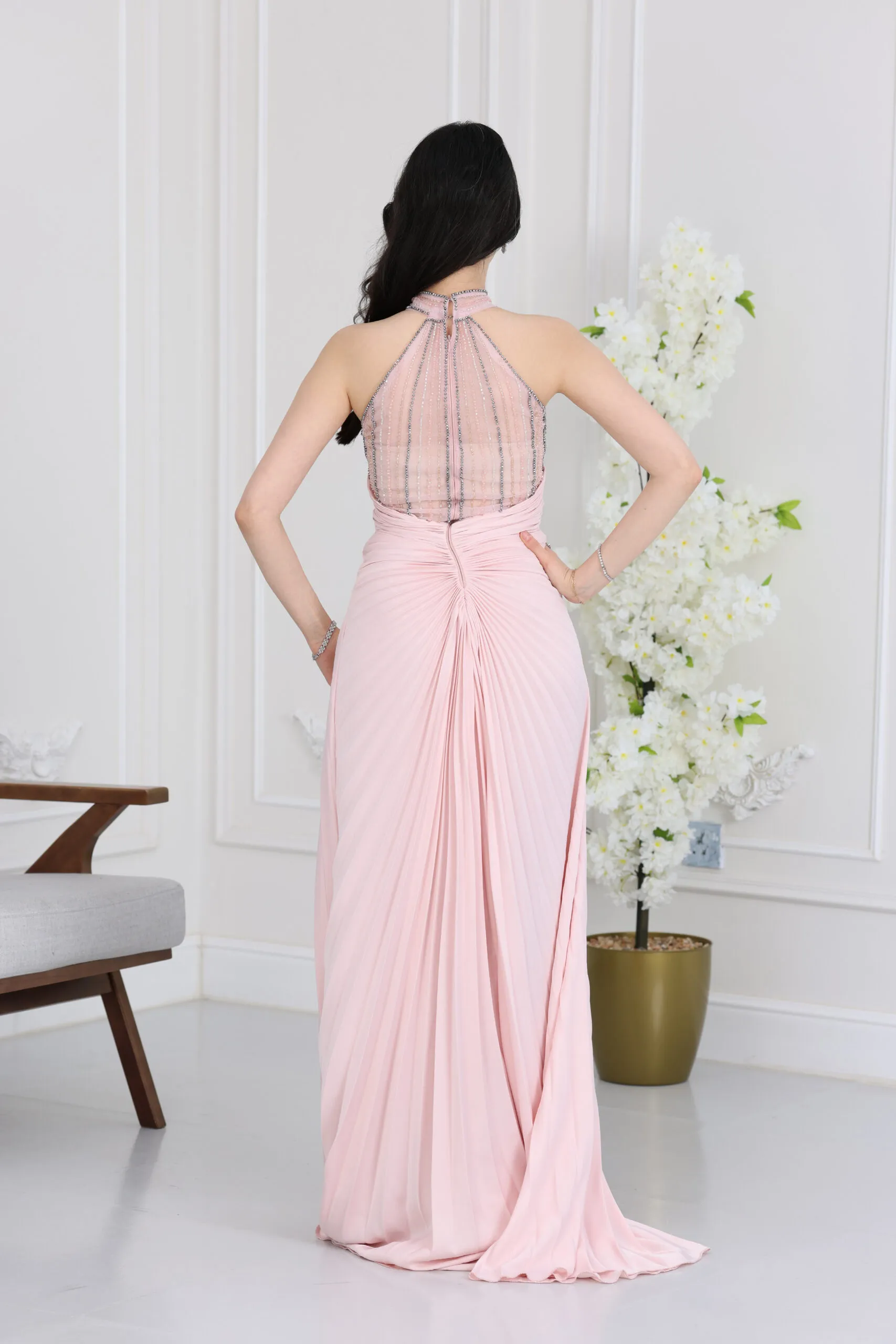 فستان سهرة بليسيه مطرز