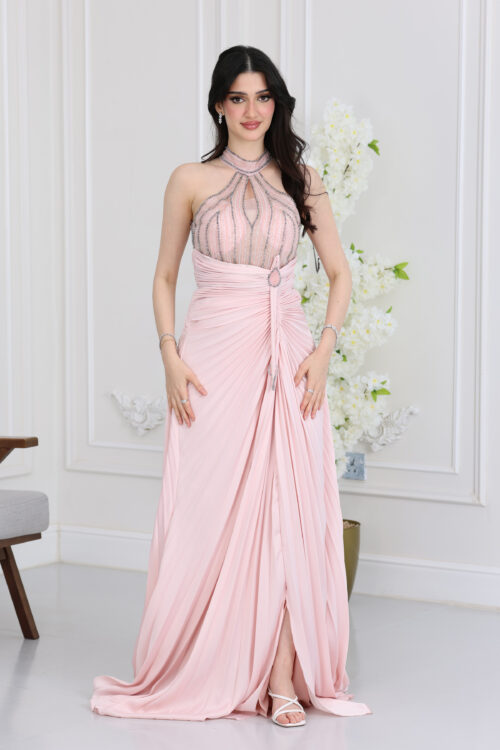 فستان سهرة بليسيه مطرز