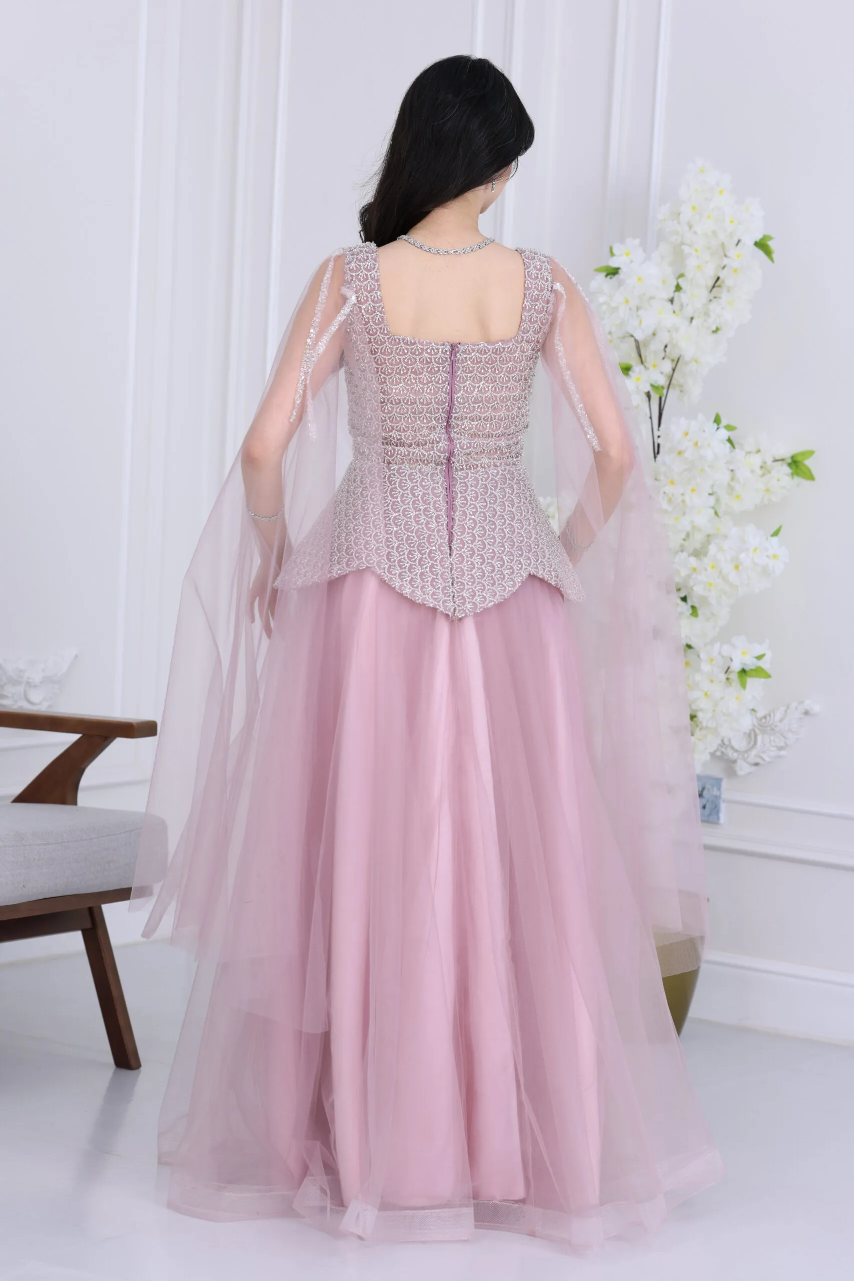 فستان سهرة فاخر تل