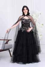 فستان سهرة كيب مطرز