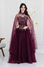 فستان سهرة كيب مطرز