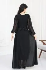 فستان سهرة شيفون مطرز ترتر