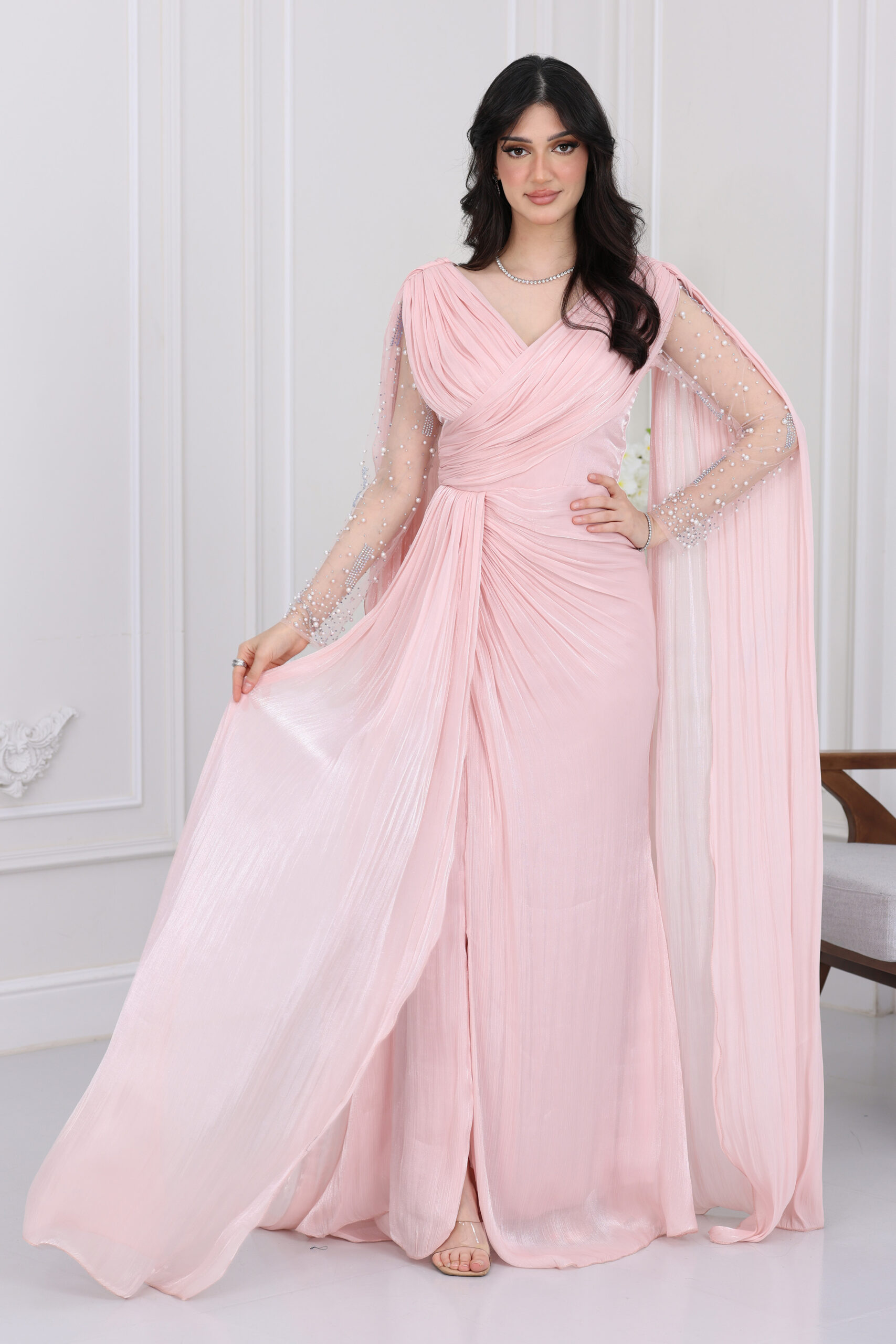 فستان سهرة أنيق بأكمام فستان سهرة أنيق بأكمام