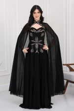 فستان سهرة ياقة مطرزة