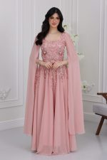 فستان شيفون اكمام منديل سهرة