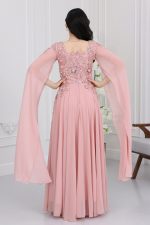 فستان شيفون اكمام منديل سهرة