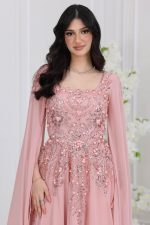 فستان شيفون اكمام منديل سهرة