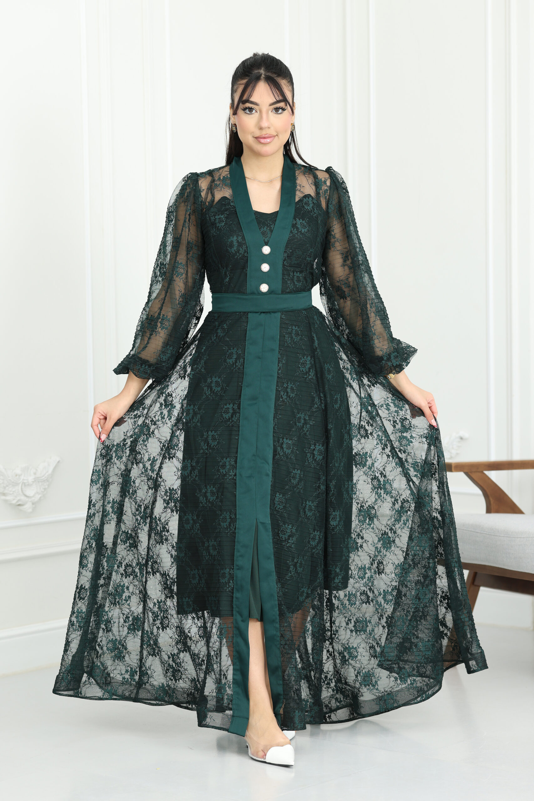 Fustan Dantil Naeim Fakhm (9) فستان دانتيل ناعم فخم - الصورة 1