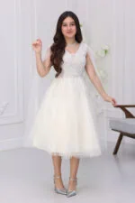 فستان بناتي مطرز راقي