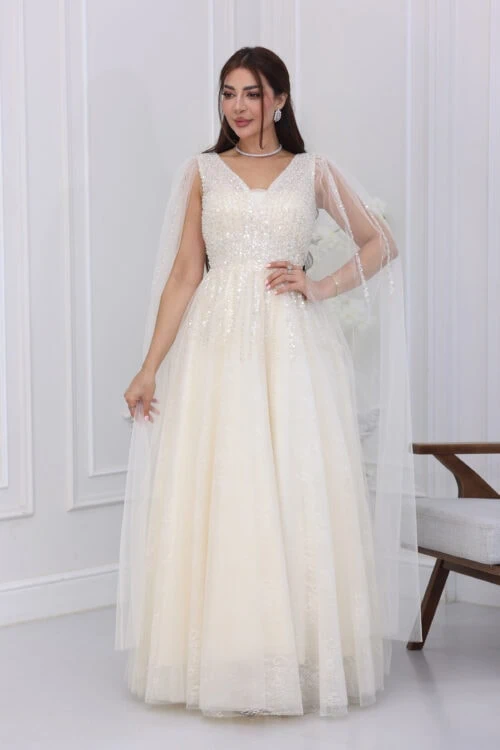 فستان سهرة مطرز فخم